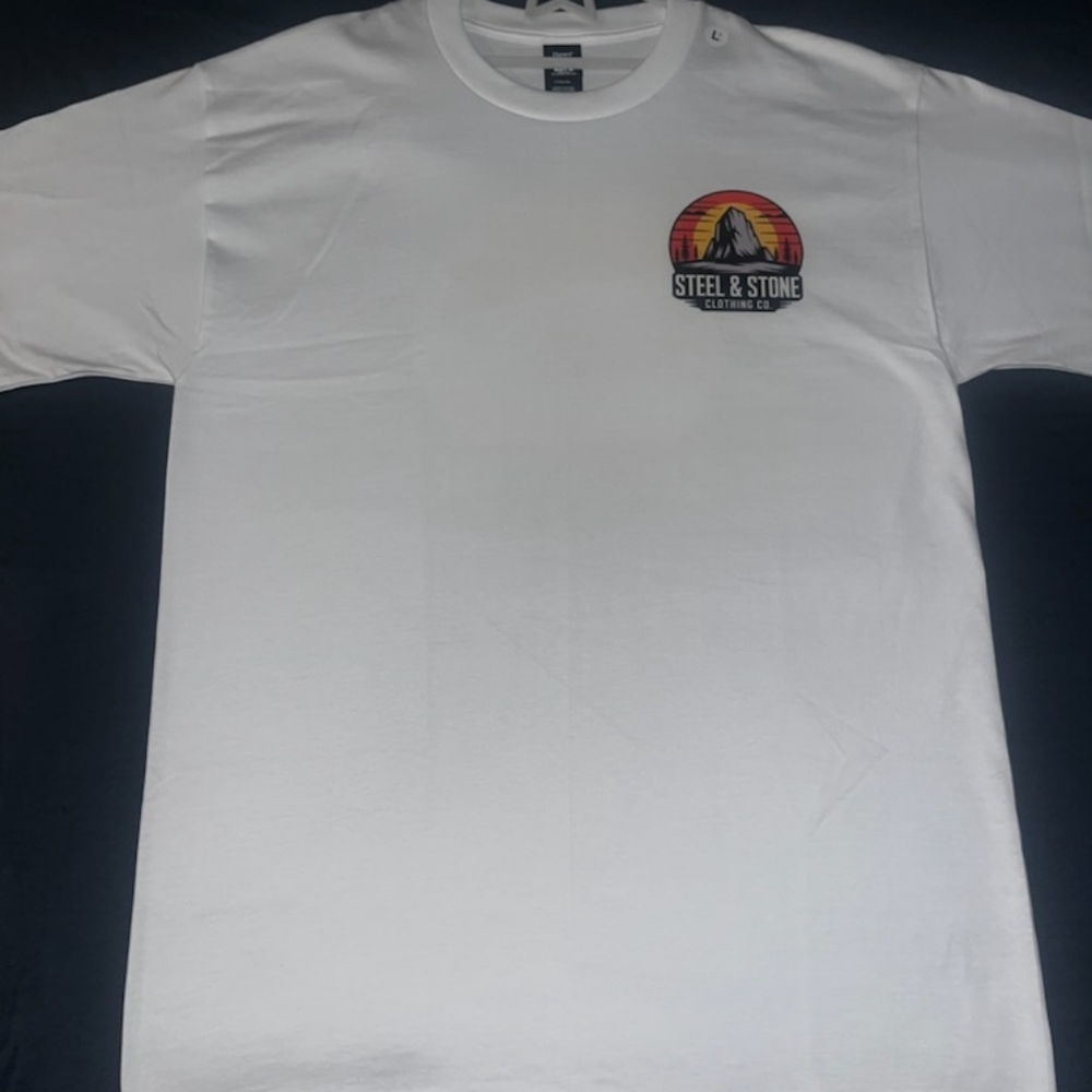 White Graphic Crewneck T-Shirt Custom From Steel & Stone Clothing Co